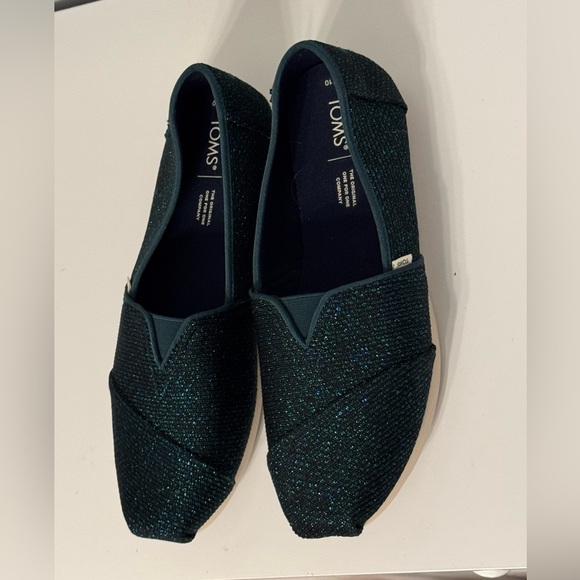 Toms Shoes - TOMS Alpargata Metallic Sparkle Blue Slip On Shoes